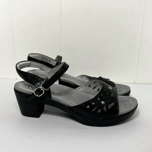 Alegria Ree black leather sandals shoes formal comfort‎ size 40 leather studded